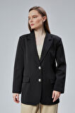 Kadın Oversize Astarlı Dokuma Blazer Ceket