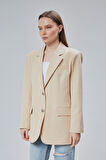 Kadın Oversize Astarlı Dokuma Blazer Ceket