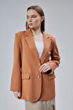Kadın Oversize Astarlı Dokuma Blazer Ceket