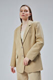 Kadın Oversize Düz Kesim Astarlı Dokuma Blazer Ceket