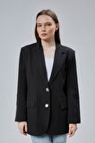 Kadın Oversize Düz Kesim Astarlı Dokuma Blazer Ceket