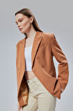 Kadın Kruvaze Kapama Oversize Blazer Ceket