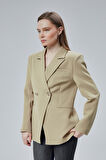 Kadın Kruvaze Kapama Oversize Blazer Ceket