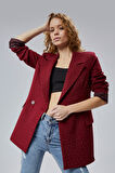 Kadın Regular Dokuma Astarlı Taş Detaylı Blazer Ceket 