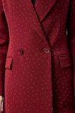 Kadın Regular Dokuma Astarlı Taş Detaylı Blazer Ceket 