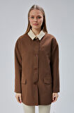 Kahverengi Oversize Casual Midi Trençkot