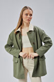 Haki Oversize Casual Midi Trençkot