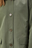 Haki Oversize Casual Midi Trençkot