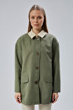 Haki Oversize Casual Midi Trençkot
