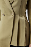 Haki Regular Fit Pile Detaylı Blazer Ceket