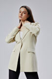 Bej Kruvaze Uzun Blazer Ceket