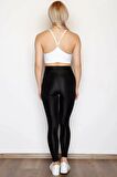 Kadın Siyah Yüksek Bel Disko Tayt Toparlayıcı