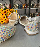 KISA TOPUK BİLEKTEN BAĞLI ÇOK RENLİ BONCUK DETAYLI SPOR ŞIKLIK KONFORLU KADIN AYAKKABI