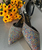 KISA TOPUK BİLEKTEN BAĞLI ÇOK RENLİ BONCUK DETAYLI SPOR ŞIKLIK KONFORLU KADIN AYAKKABI