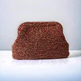 BORDO BEJ RENKLERDE KIRÇILLI CLUTCH ÇANTA