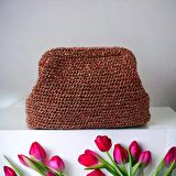 BORDO BEJ RENKLERDE KIRÇILLI CLUTCH ÇANTA