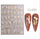 BORN PRETTY YAPRAK DESENLİ BEYAZ GOLD STICKER