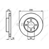 Bosch 0986478572 Ön Fren Aynası Havalı Mitsubishi Carisma 1.6 96-00 Colt Lancer 92-03 Proton Persona 96-00 (236x4) 402061KC1B