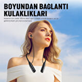 QASUL Sporcu Bluetooth Kulaklık 100 Saat Şarj Kapasiteli LCD Şarj Göstergeli Boyun Bantlı Kulaklık