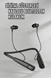 QASUL Sporcu Bluetooth Kulaklık 100 Saat Şarj Kapasiteli LCD Şarj Göstergeli Boyun Bantlı Kulaklık