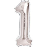Benim Marifetlerim 1 Rakamı Gümüş Folyo Balon 34 inch 86 cm
