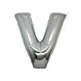 V Harfi Gümüş Folyo Balon 16 Inch 40 Cm
