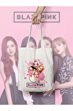 Blackpink Siluet Pembe Damla Lekeli Bez Çanta