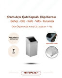 Krom Açık Çatı Kapaklı Çöp Kovası 7 Lt