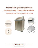 Krom Sallanır Çatı Kapaklı Çöp Kovası 11 Lt