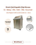 Krom Sallanır Çatı Kapaklı Çöp Kovası 16 Lt