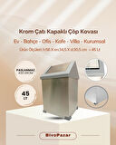 Krom Sallanır Çatı Kapaklı Çöp Kovası 45 Lt