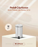 Krom Pedallı Çöp Kovası 12 LT