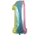 1 Rakamı Rengarenk Folyo Balon 40 Inch 90 Cm