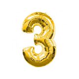 Benim Marifetlrim 3 Rakamı Altın Folyo Balon 16 Inch 40 Cm