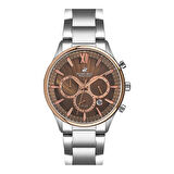 Beverly Hills Polo Club BP3001X.540 Erkek Kol Saati | 42 mm, Rose Gold Bezel, Kahverengi Kadran, Seramik Safir Kaplamalı Cam
