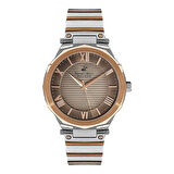 Beverly Hills Polo Club BP3135X.540 Erkek Kol Saati | 42 mm Silver-Rose Gold Çelik Kasa, Kahverengi Kadran, Seramik Safir Kaplamalı Cam