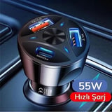 55w 3 Port Usb Araç İçin Telefon Şarj Cihazı 3 Girişli Çakmaklık Adaptör-31a Pd 20w Qc 30