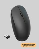 Eco Lounge Siyah Kablosuz Mouse 43 Gram Ergonomik Sessiz Tıklama