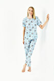 Yeni Inci Panda Baskı Kadın Pijama Takımı