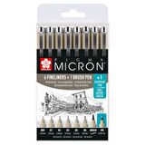 Sakura PİGMA MİCRON Teknik Kalem SİYAH SET 7+1'Lİ 