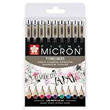 Sakura PİGMA MİCRON Teknik Kalem FINELINERS 9 RENK SET