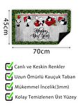 Yenil Yıl Kedi Kapı Önü Paspası Dekoratif Kapı Paspası Dış Mekan Paspas Ev Içi Paspası 45x70cm