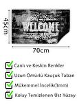 Welcome Karalama Kapı Önü Paspası Dekoratif Kapı Paspası Dış Mekan Paspas Ev Içi Paspası 45x70cm