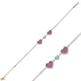 Gümüş Pembe Kalpli Kadın Bileklik