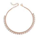 Gümüş Gurmet Zincirli Kare Zirkon Taşlı Rose Gold Halhal
