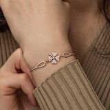 Gümüş Rose Yonca Bileklik 