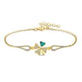 Gümüş Gold Nazarlı Yonca Bileklik 