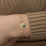 Gümüş Gold Nazarlı Yonca Bileklik 