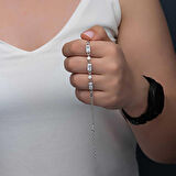 Gümüş Dikdörtgen Zirkon Taşlı Kadın Bileklik