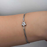 Gümüş Beyaz Zirkon Yıldız Kadın Bileklik